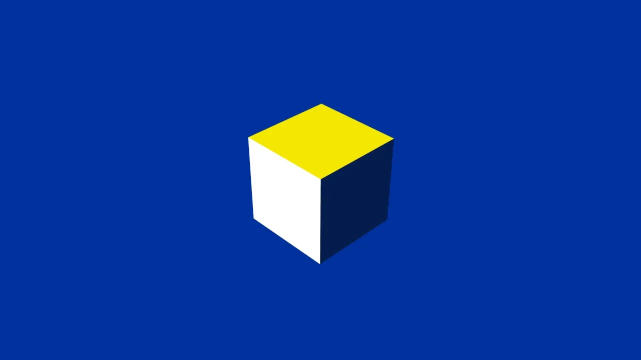 Animated cip of an opaque, 3D cube becoming a wireframe with text that reads \