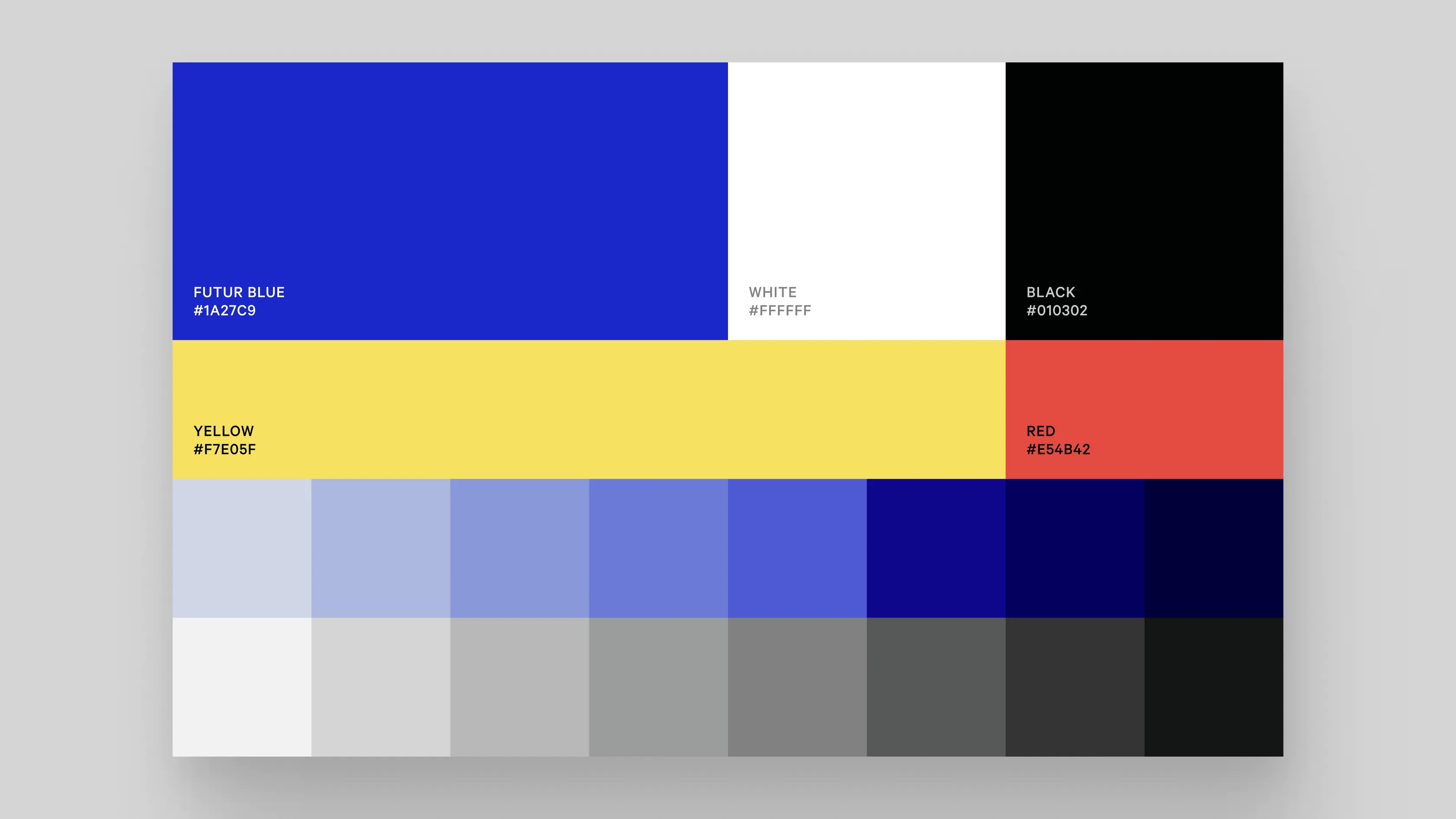 A grid of swatches that makes up The Futur brand color palette