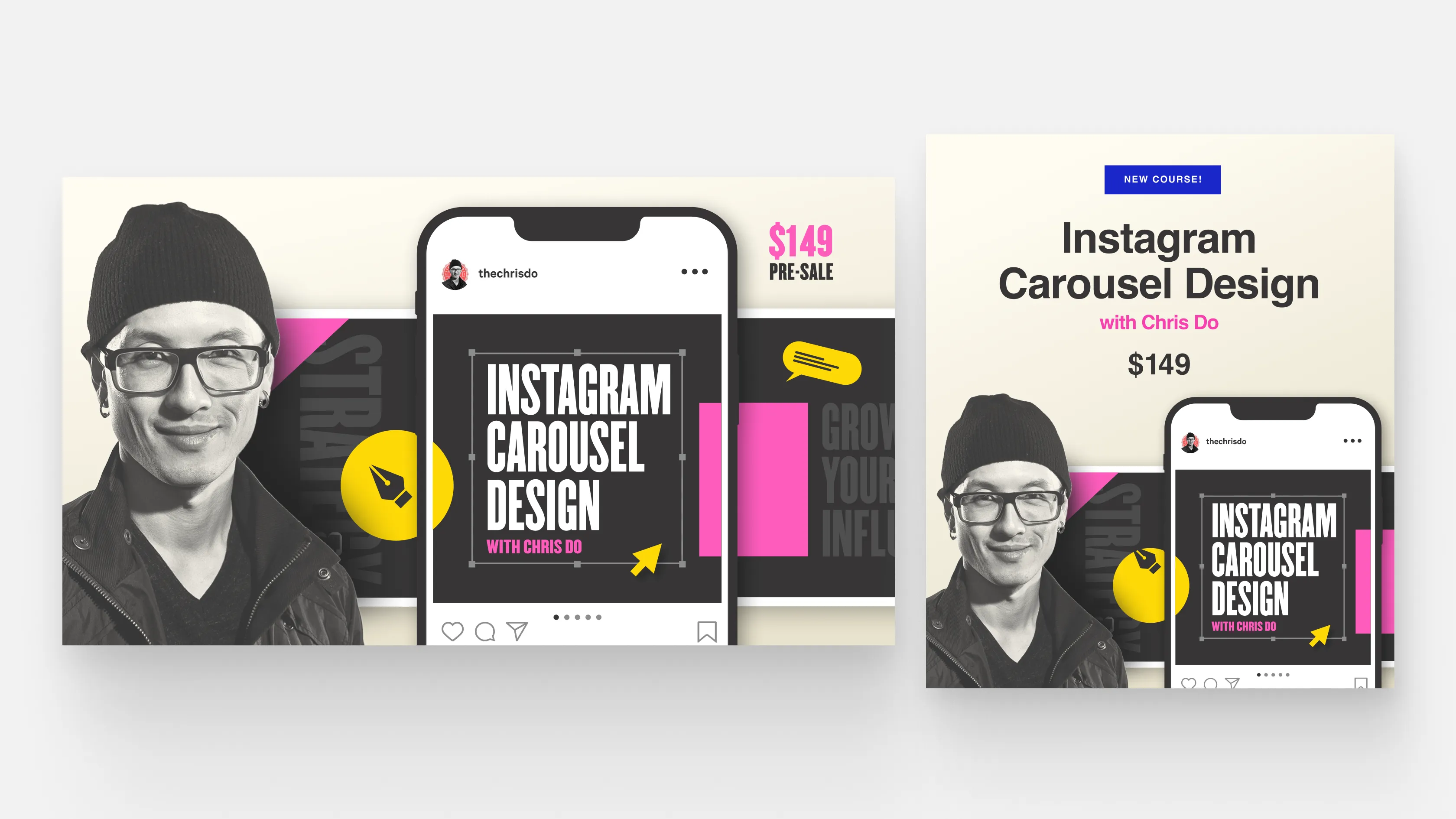 Marketing design mock ups for The Futur course called \