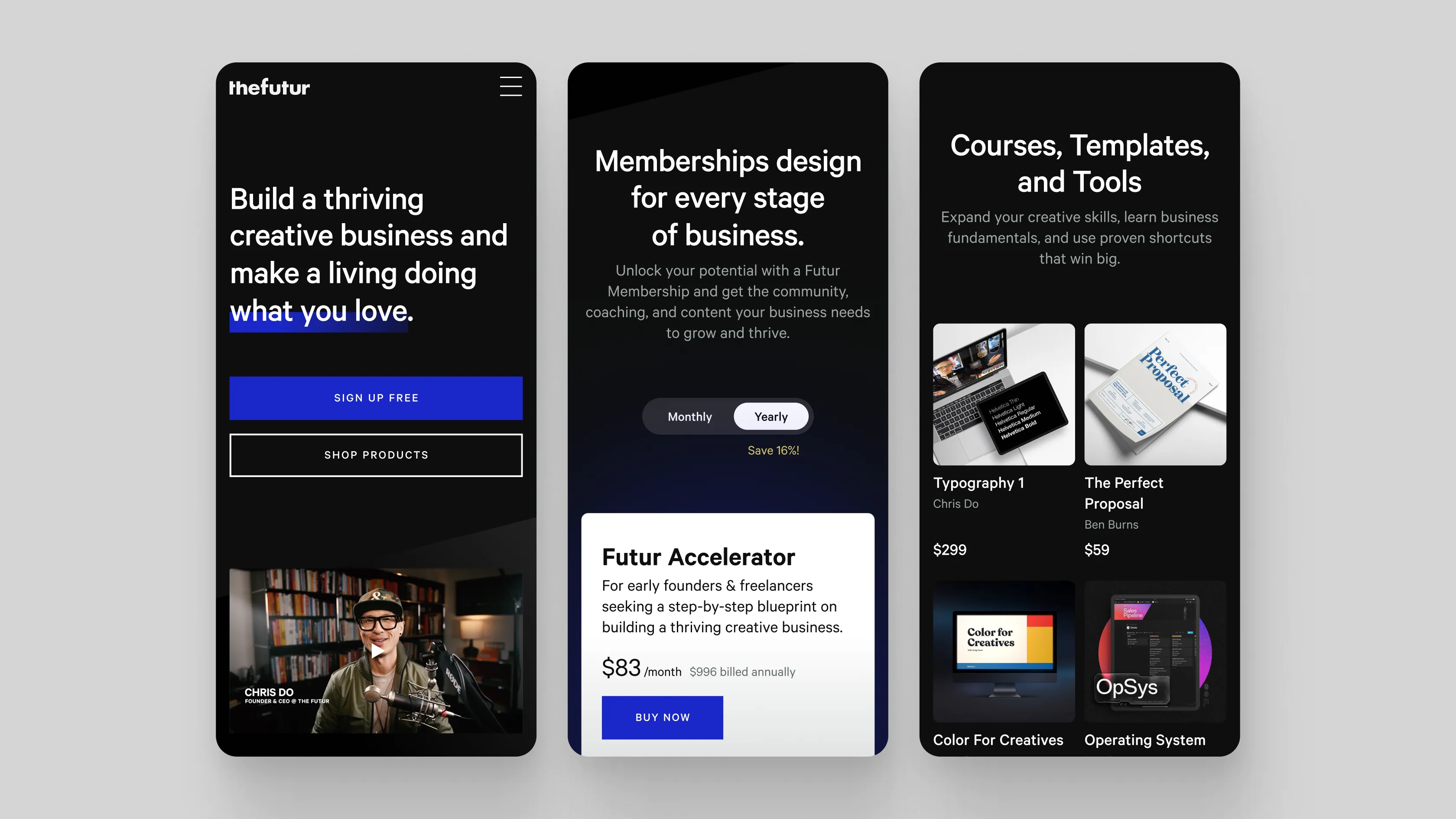 Mobile design mock up for The Futur's home page